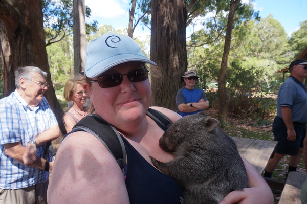 Cuddling a sleepy wombat!